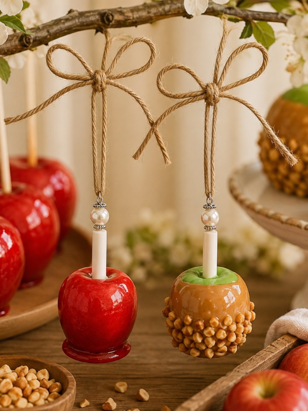 Candy & Caramel Apple Ornament | Handmade Red Candy Apple or Caramel Apple